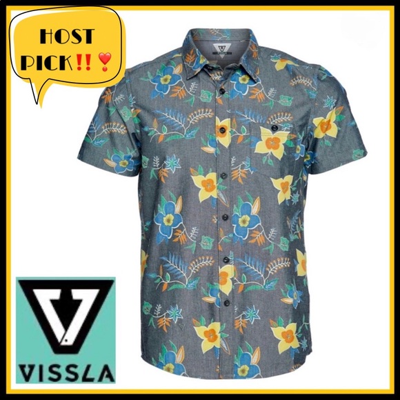VISSLA Other - NWT VISSLA CALIFA S-Sleeve Gray- Floral Shirt L